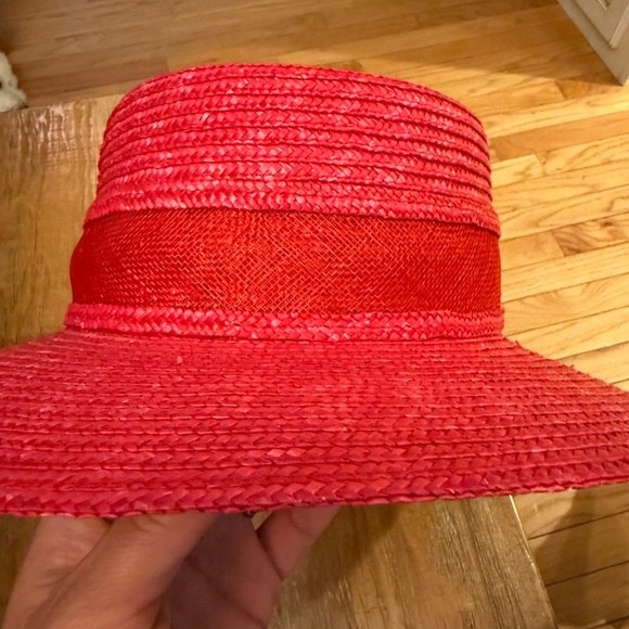 Betmar Red Straw Hat with Elegant Bow in Back 🩷❤️ Red Hat Society - Picture 3 of 4